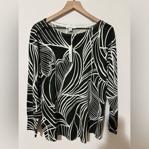 Chico’s Leaf Long Sleeve Pullover Sweater SZ 4 US XXL Boat Neck Rayon Knit Green